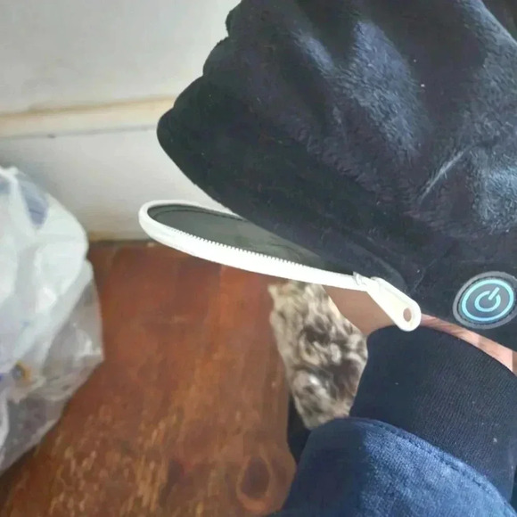 Vibrating Massage Black Bootie Slippers Faux Fur trim sz Large - Picture 7 of 10